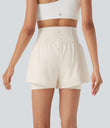 SoftlyZero™ Airy Super High Waisted 2-in-1 Cool Touch Yoga Shorts 5'' with Pockets - Egret