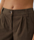 Mid Rise Zipper Pocket Corduroy Casual Pants - Demitasse