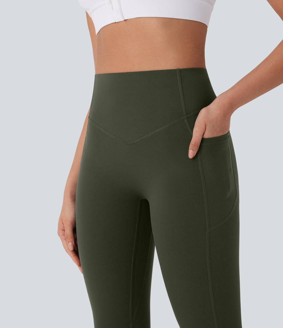 Halara UltraSculpt™ High Waisted Tummy Control Butt Lifting Ruched Pocket Shaping Yoga Leggings - Deep Woodland Green