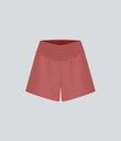 Breezeful™ High Waisted Crossover Pocket 2-in-1 Quick Dry Yoga Shorts 4" - Kapok Red