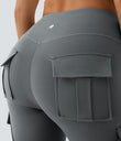 DayStretch High Waisted Cargo Pocket Skinny Yoga Leggings - Brick Gray