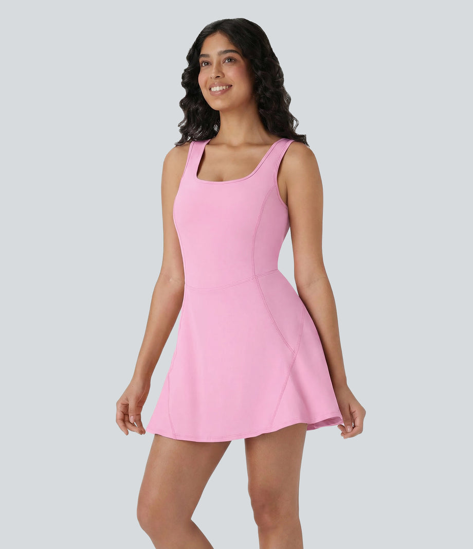 SoftlyZero™ Airy U Neck 2-in-1 Pocket Mini Cool Touch Dance Active Dress - Nosegay