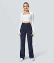 DayStretch High Waisted Pockets Straight Leg Casual Pants - Midnight Blue