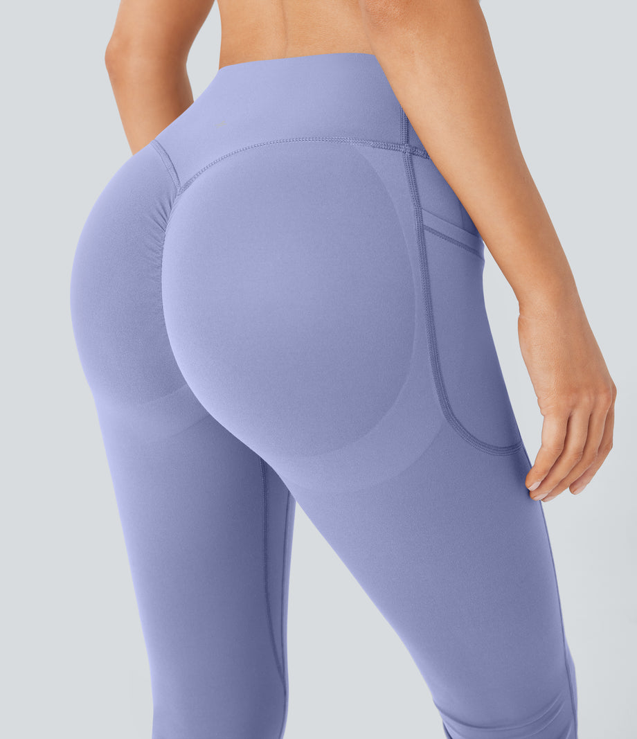 Halara UltraSculpt™ High Waisted Scrunch Butt Lifting Tummy Control Pocket Shaping Yoga Bootcut Leggings - Baby Lavender