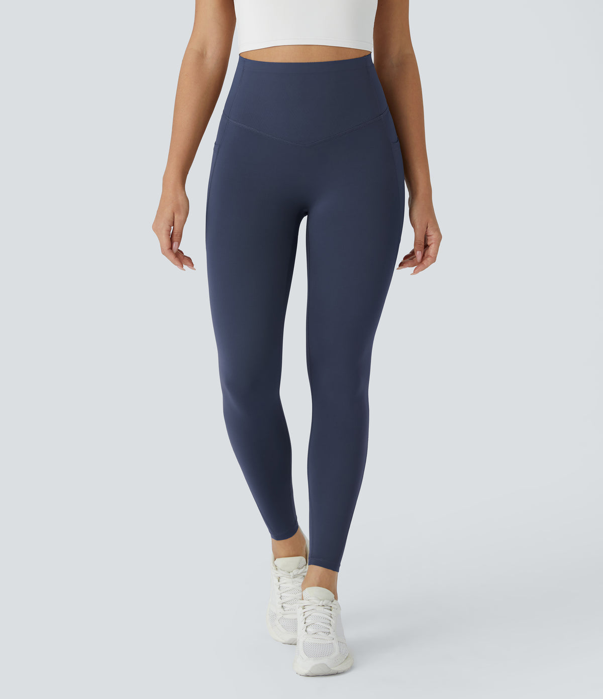 Halara UltraSculpt™ High Waisted Butt Lifting Tummy Control Pocket Shaping Workout Leggings - Mood Indigo