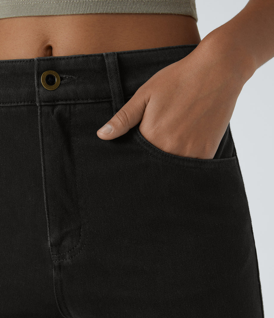 Halara Flex™ Mid Rise Pockets Casual Bootcut Jeans - Black Denim