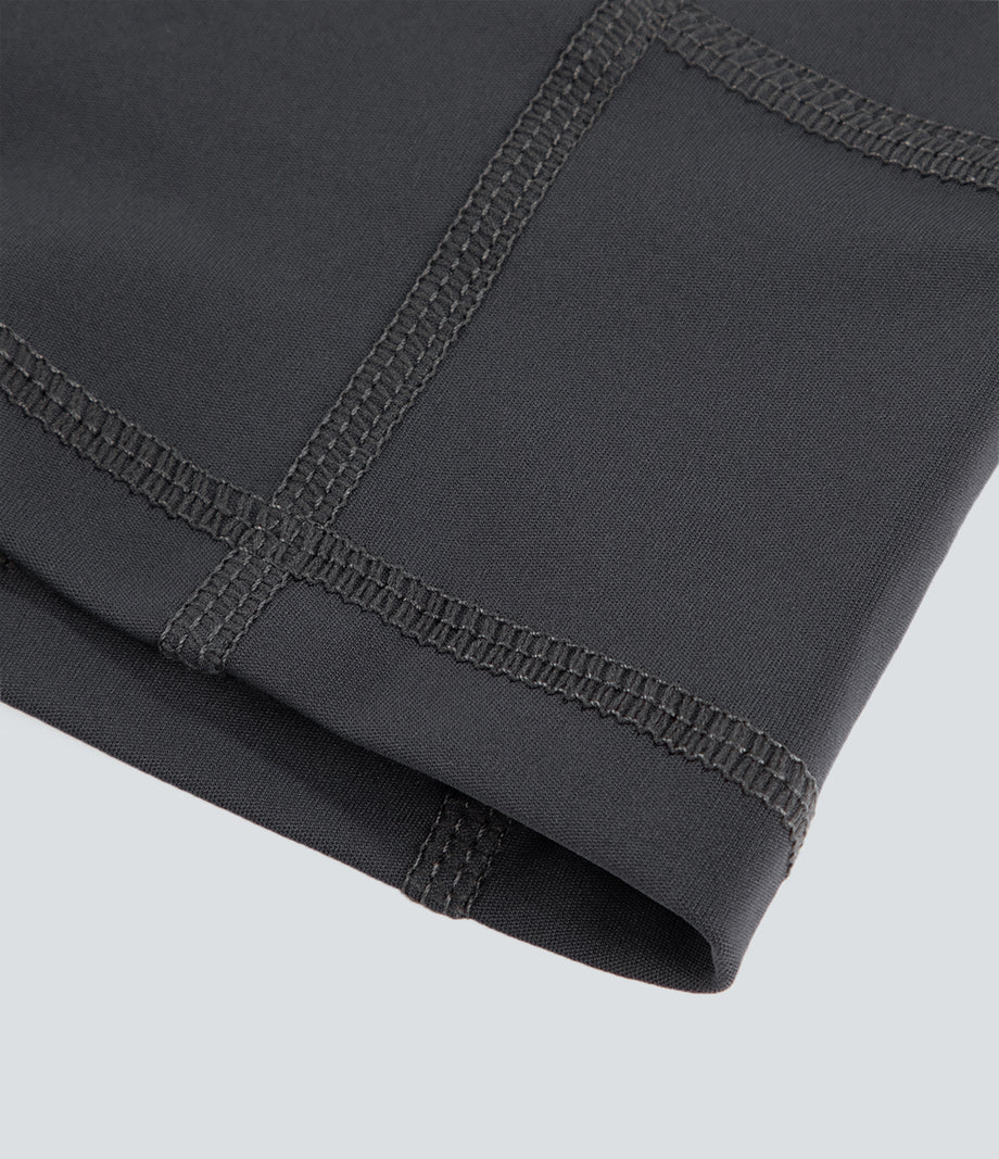 High Waisted Pocket Running Biker Shorts - Asphalt
