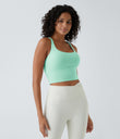 Crisscross Backless Built-in Bra Cropped Running Tank Top A-D Cups - Yucca