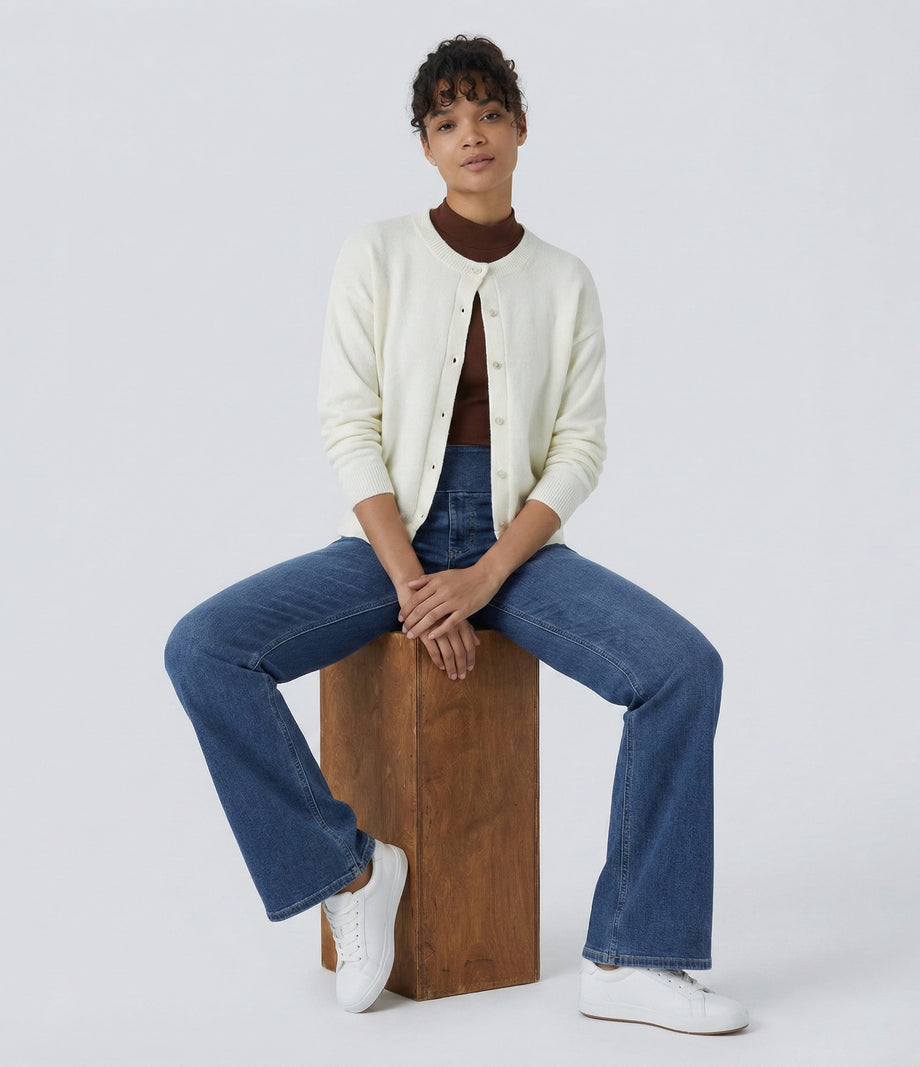 Halara Flex™ High Waisted Pockets Washed Casual Bootcut Jeans - Royal Blue Denim