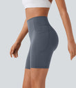 Halara UltraSculpt™ High Waisted Scrunch Butt Lifting Tummy Control Side Pocket Shaping Workout Biker Shorts 7'' - Silent Blue