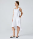 Breezeful™ Backless Racerback Side Pocket High Low Flowy Midi Quick Dry Casual Dress - White