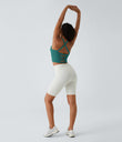 Crisscross Backless Built-in Bra Cropped Running Tank Top A-D Cups - Rain Forest