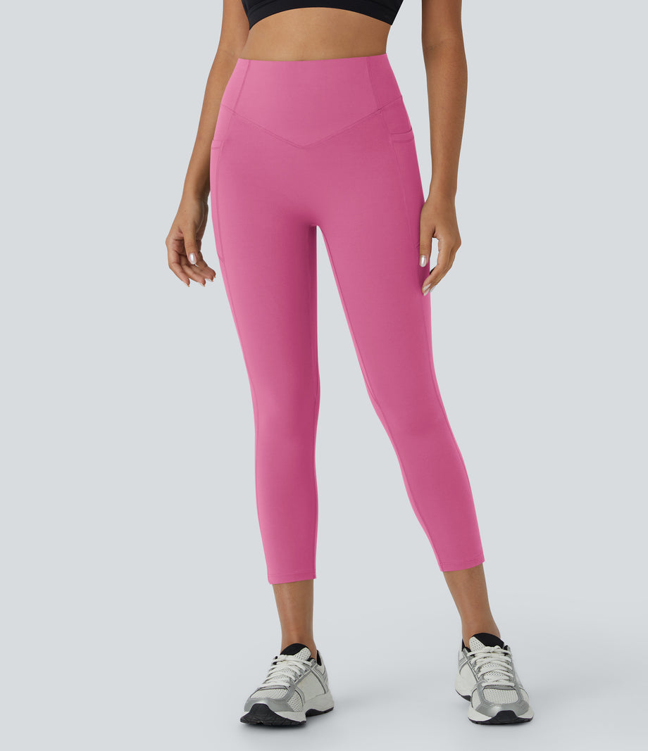 Halara UltraSculpt™ High Waisted Scrunch Butt Lifting Tummy Control Pocket Shaping Capri Training Leggings - Pink Power