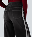 Halara Flex™ High Waisted Stripe Wide Leg Flowy Washed Casual Jeans with Pockets - Phantom Denim