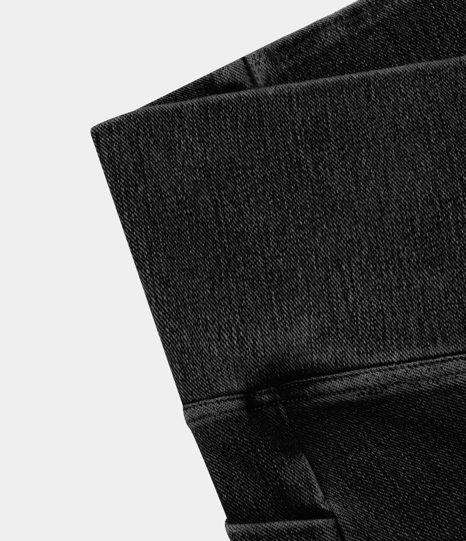 Halara Flex™ Crossover Pocket Washed Denim Work Leggings - Hemp Rope Black Denim
