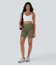 SoftlyZero™ Airy Super High Waisted 2-in-1 Cool Touch Yoga Shorts 7" with Pockets - Withered Green