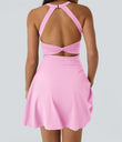 SoftlyZero™ Airy Backless Twisted Flare Low Support Dance Active Dress-Longer Length-Easy Peezy Edition A-D Cups - Nosegay