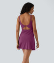 SoftlyZero™ Plush Double Straps 2-Piece Pocket Slip Dance Active Dress A-D Cups - Ume Purple