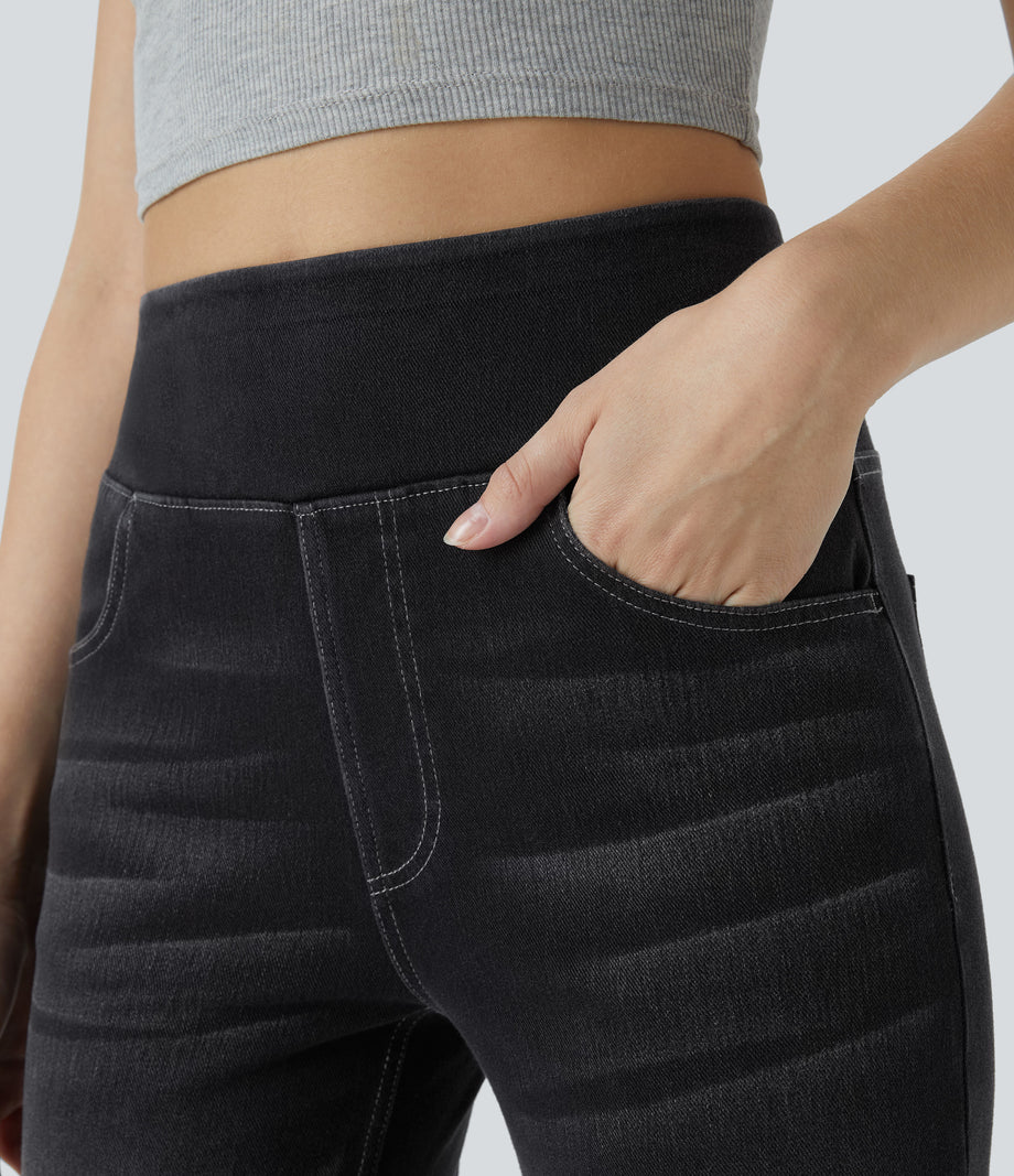 Halara Flex™ High Waisted Pockets Washed Casual Bootcut Jeans - Carbon Paint Denim