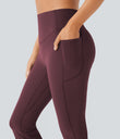 Halara UltraSculpt™ High Waisted Scrunch Butt Lifting Tummy Control Pocket Shaping Yoga Bootcut Leggings - Evening Red