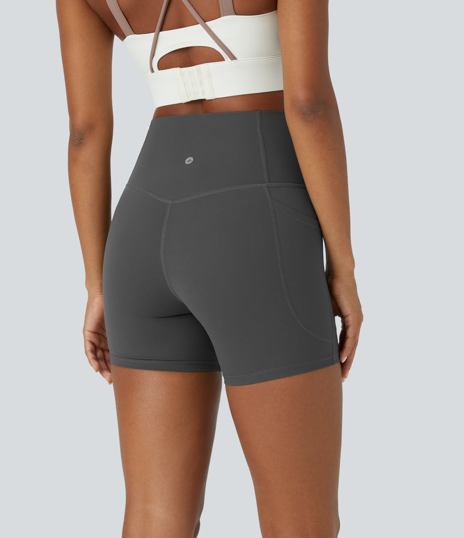 Halara UltraSculpt™ High Waisted Tummy Control Side Pocket Shaping Training Biker Shorts 5'' - Volcanic Ash