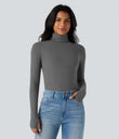 Halara HeatCore Turtleneck Long Sleeve Thumb Hole Casual Warming Top - Steel Gray
