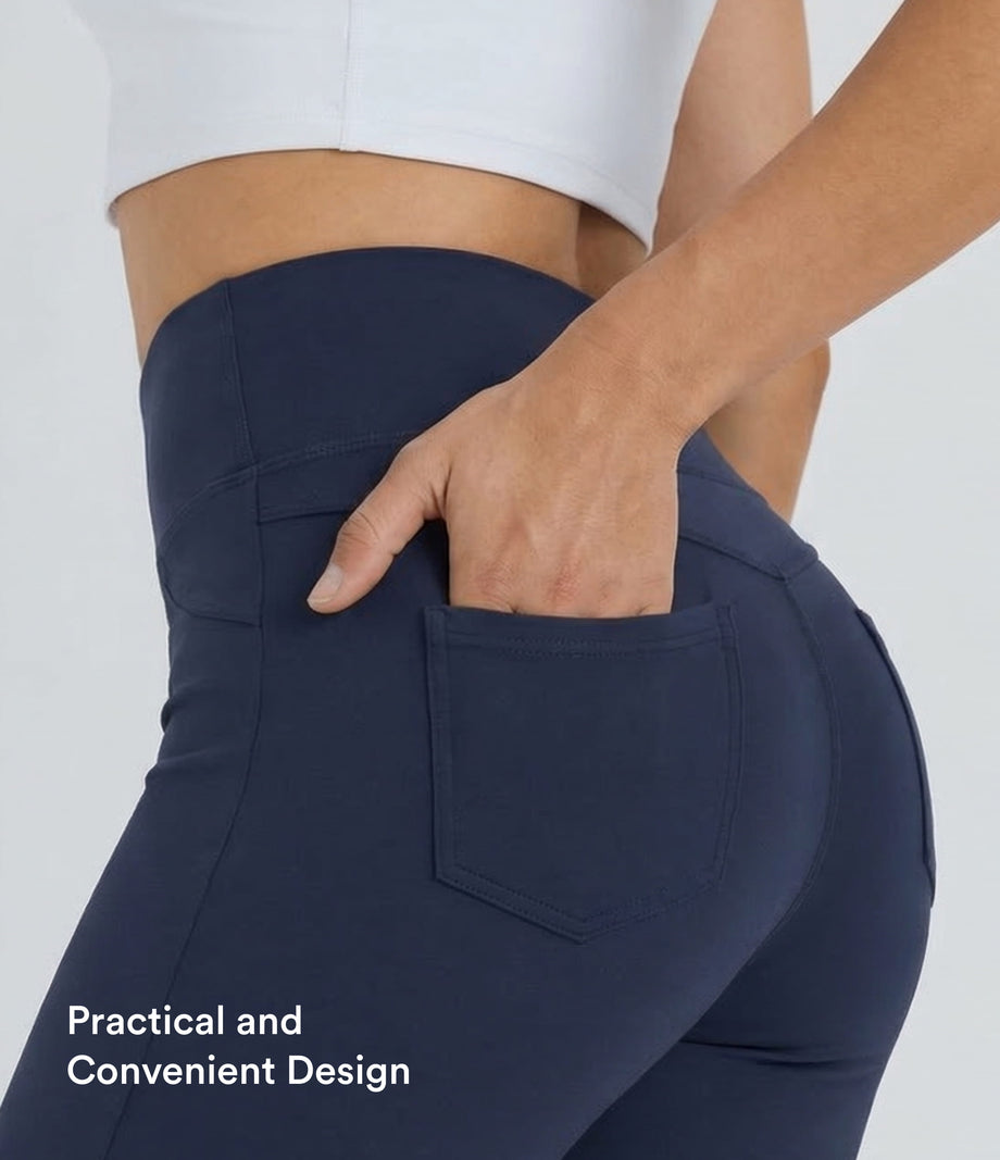 DayStretch High Waisted Pocket Flare Yoga Leggings - Midnight Blue