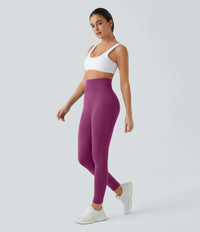 OneForm Seamless Flow High Waisted Ruched Plain Leggings - Ume Purple