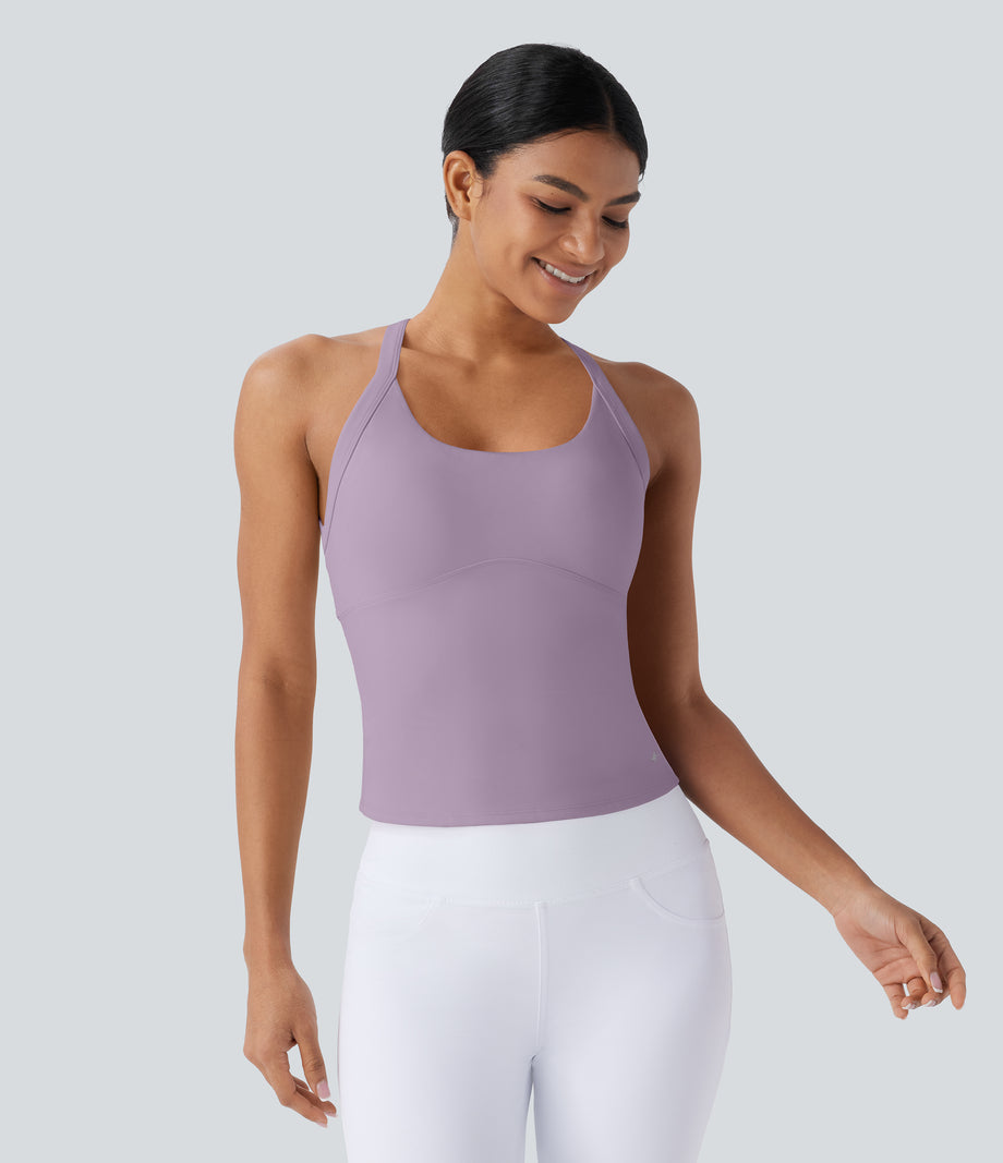 SoftlyZero™ Plush Cut Out Yoga Tank Top A-D Cups - Tulip Purple