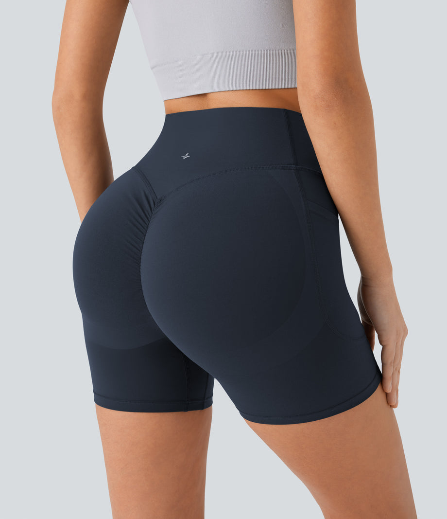 Halara UltraSculpt™ High Waisted Scrunch Butt Lifting Tummy Control Pocket Shaping Workout Biker Shorts 5'' - Carbon