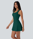 SoftlyZero™ Airy U Neck 2-in-1 Pocket Mini Cool Touch Dance Active Dress-Easy Peezy - Forest Biome