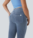 Halara Flex™ High Waisted Pocket Denim Capri Casual Leggings - Ice Crevice Denim