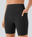 Halara UltraSculpt™ High Waisted Scrunch Butt Lifting Tummy Control Side Pocket Shaping Workout Biker Shorts 7'' - Black