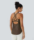 Halara UltraSculpt™ Round Neck Curved Hem Workout Tank Top - Thick Earthy Brown