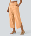 Breezeful™ High Waisted Crossover Quick Dry Resort Pants with Pockets - Peach Orange