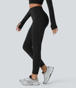 SoftlyZero™ Plush Thermal High Waisted Tummy Control Pocket Workout Leggings - Black