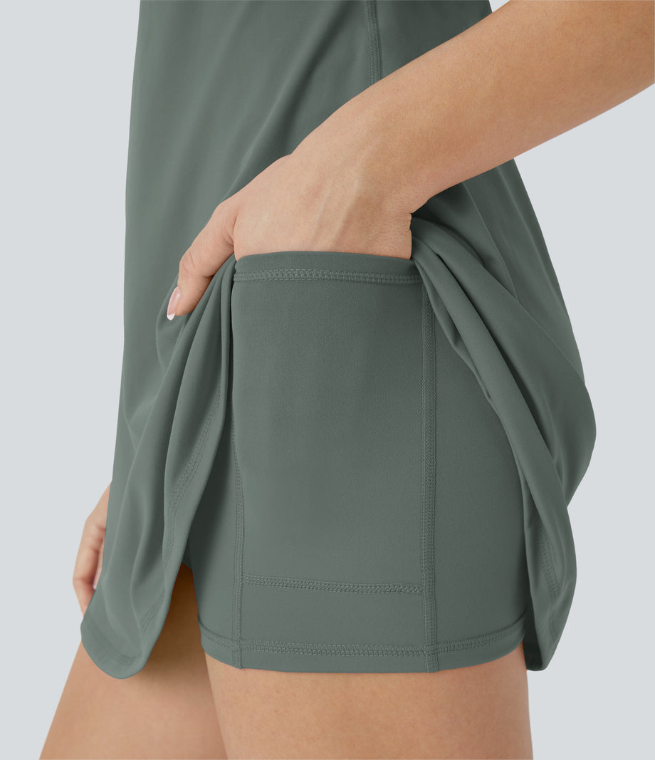 SoftlyZero™ Plush Backless Active Dress - Smoke Grey Green