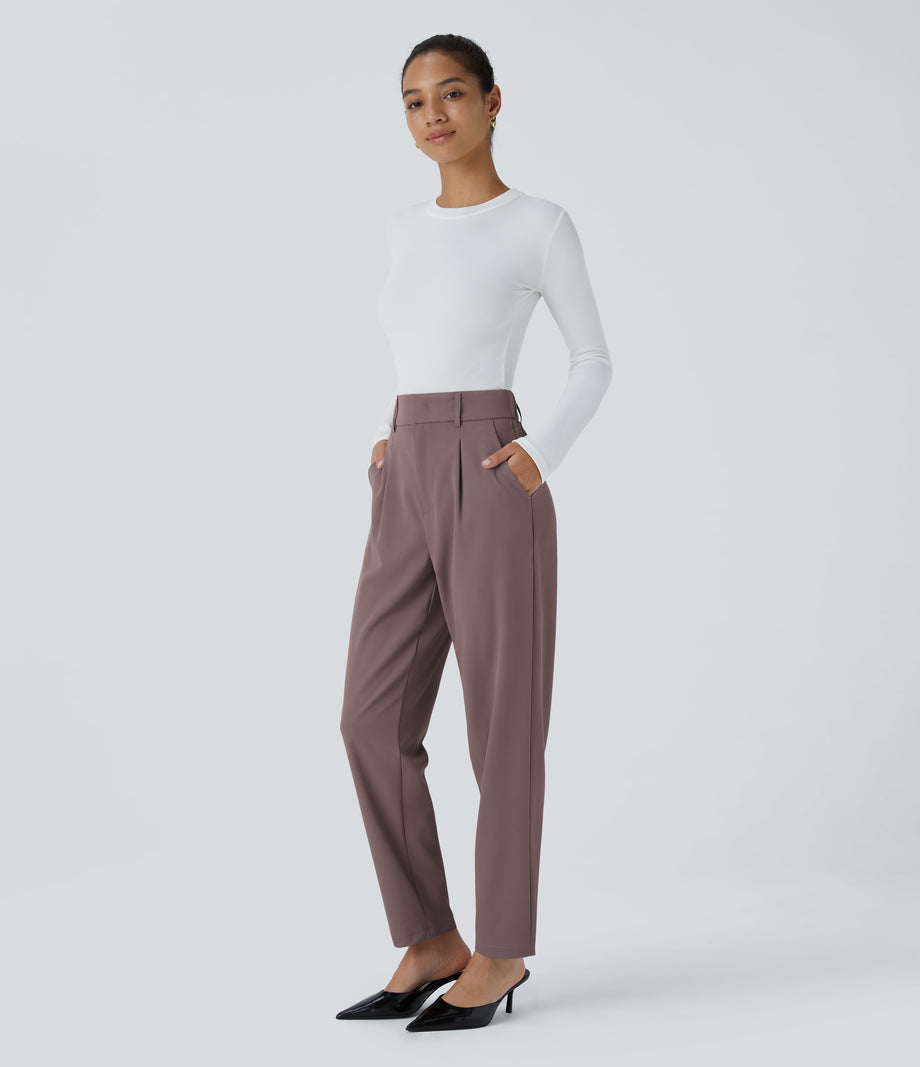 Halara Flex™ High Waisted Pocket Solid Work Tapered Pants - Roselle Purple