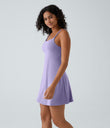 SoftlyZero™ Plush Double Straps 2-Piece Pocket Slip Dance Active Dress A-D Cups - Lavender