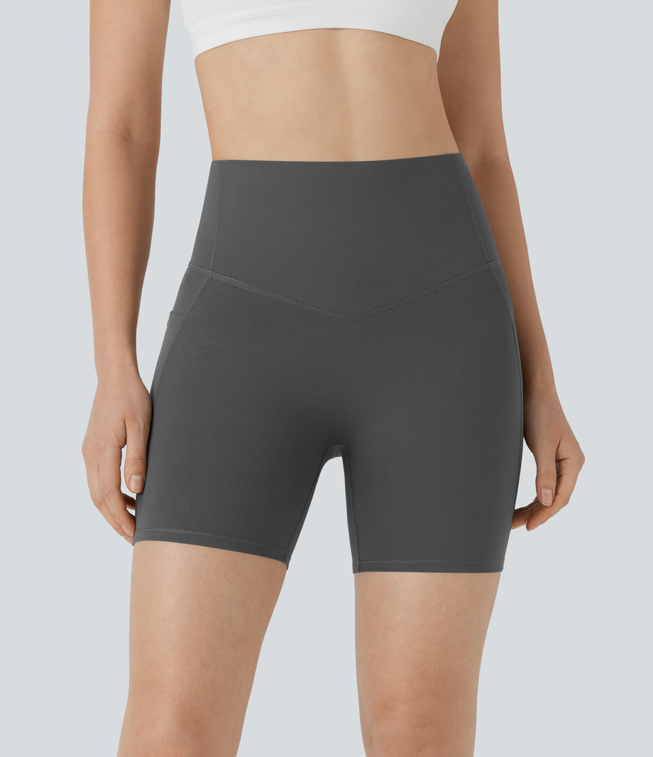 Halara UltraSculpt™ High Waisted Butt Lifting Tummy Control Pocket Shaping Training Biker Shorts 5'' - Volcanic Ash