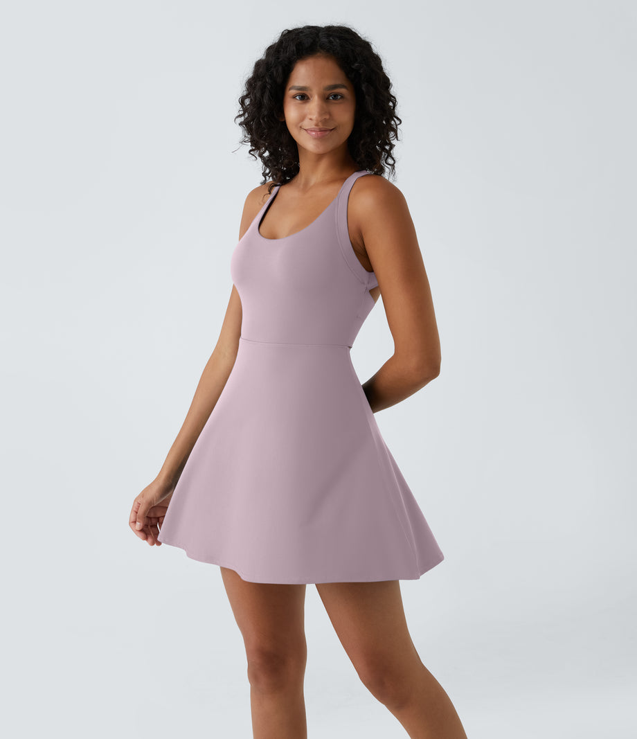Flare Mini Dance Active Dress-Longer Length - Pink Purple