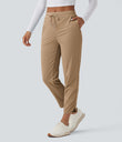 Mid Rise Drawstring Curved Hem Quick Dry Golf Tapered Pants with Pockets-UPF40+ - Cartouche