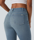 Halara Flex™ High Waisted Pockets Washed Casual Bootcut Jeans - Cedar Blue Denim