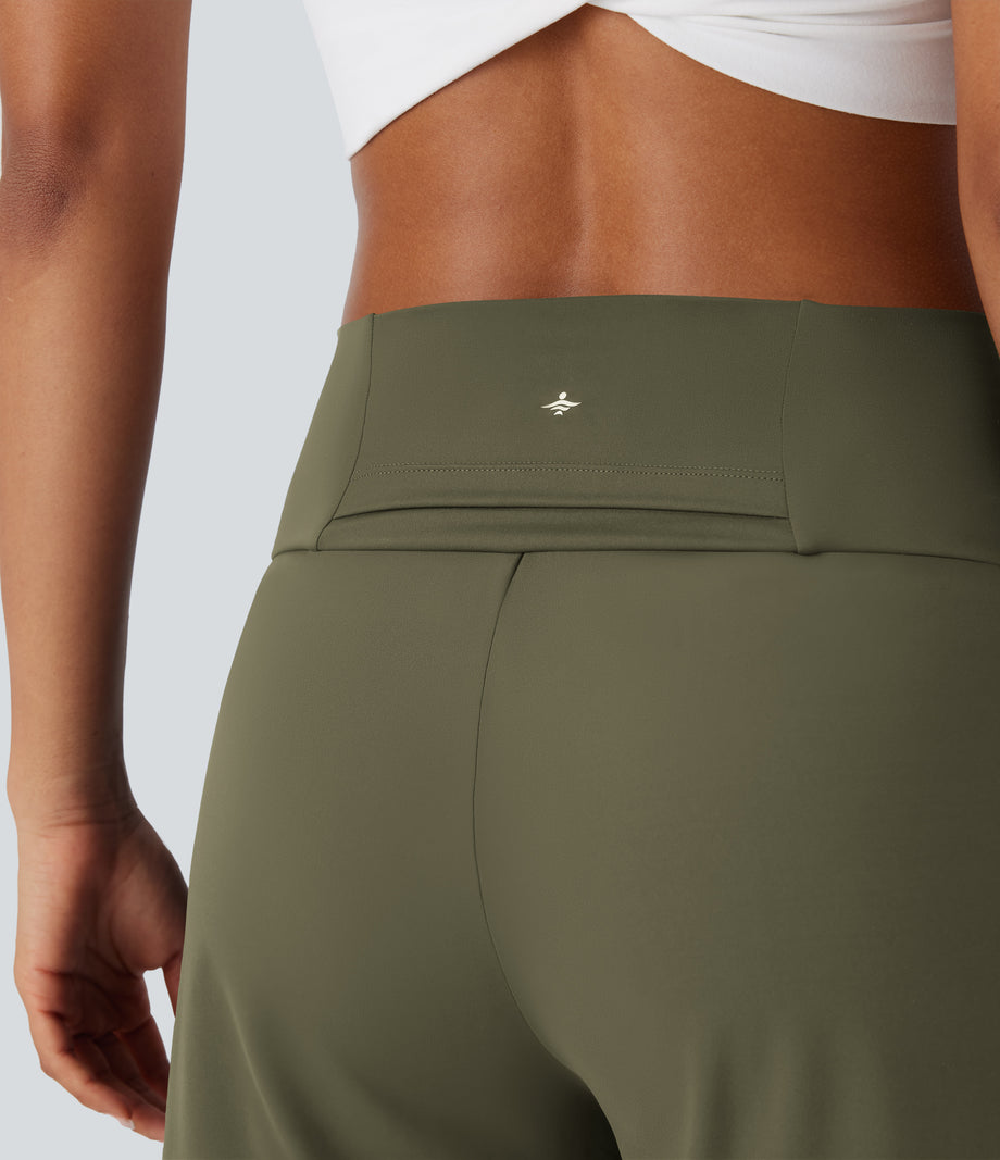SoftlyZero™ Airy High Waisted Pockets Cool Touch Yoga Bermuda Shorts - Withered Green