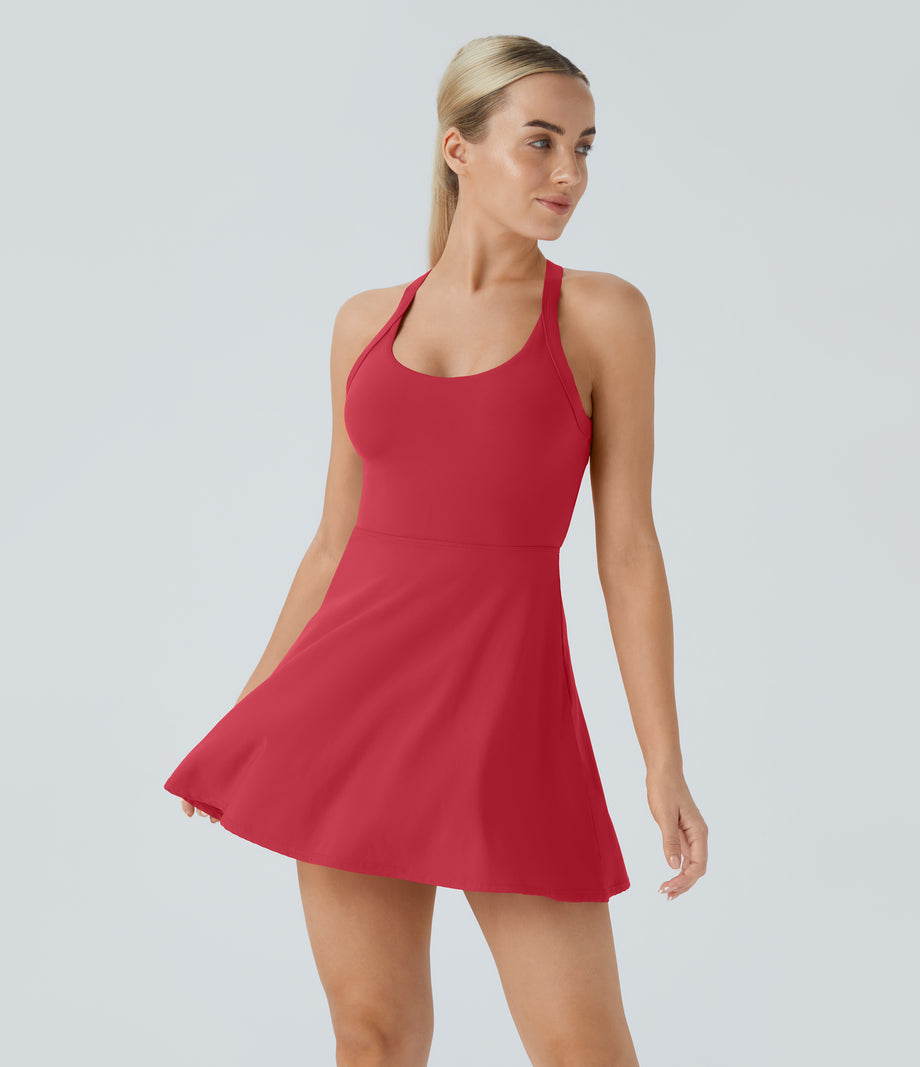 Backless Twisted Active Dress - Winterberry