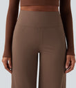 DayStretch High Waisted Tummy Control Wide Leg Baggy Yoga Pants with Pockets - Sepia