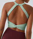 SoftlyZero™ Plush Cut Out Cropped Yoga Tank Top - Subtle Green