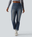 Halara Flex™ High Waisted Rolled Hem Casual Slim Jeans with Pockets - Blue Surf Denim