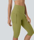 Halara UltraSculpt™ High Waisted Tummy Control Pedal Pusher Yoga Leggings with Pockets - Moss