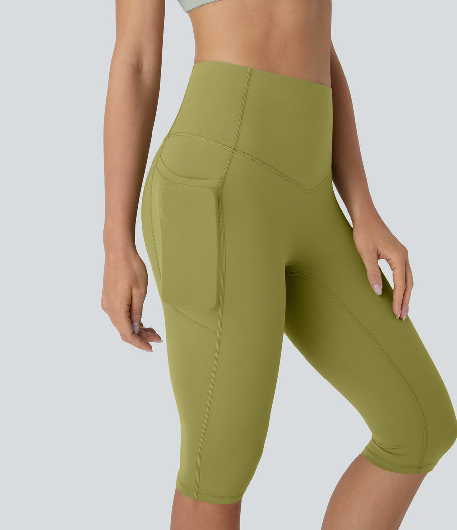 Halara UltraSculpt™ High Waisted Tummy Control Pedal Pusher Yoga Leggings with Pockets - Moss